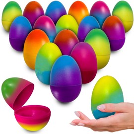 Stargo 32 Pack 3.2” Large Colorful Ombre Easter Eggs Empty - with hinges, Bright Ombre Multicolored, Plastic Easter Eggs Fillable, Eggs for Easter Egg Hunts, Basket Fillers, Party Favor, Surprise Eggs