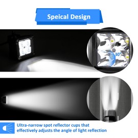 Wsays 3 Inch 40W 30° Spot Beam LED Pod Square Ditch Lights w/Wiring Kit & Red Universal Hood Light Mount Bracket Compatible with Truck SUV Wagon Sedan, Black