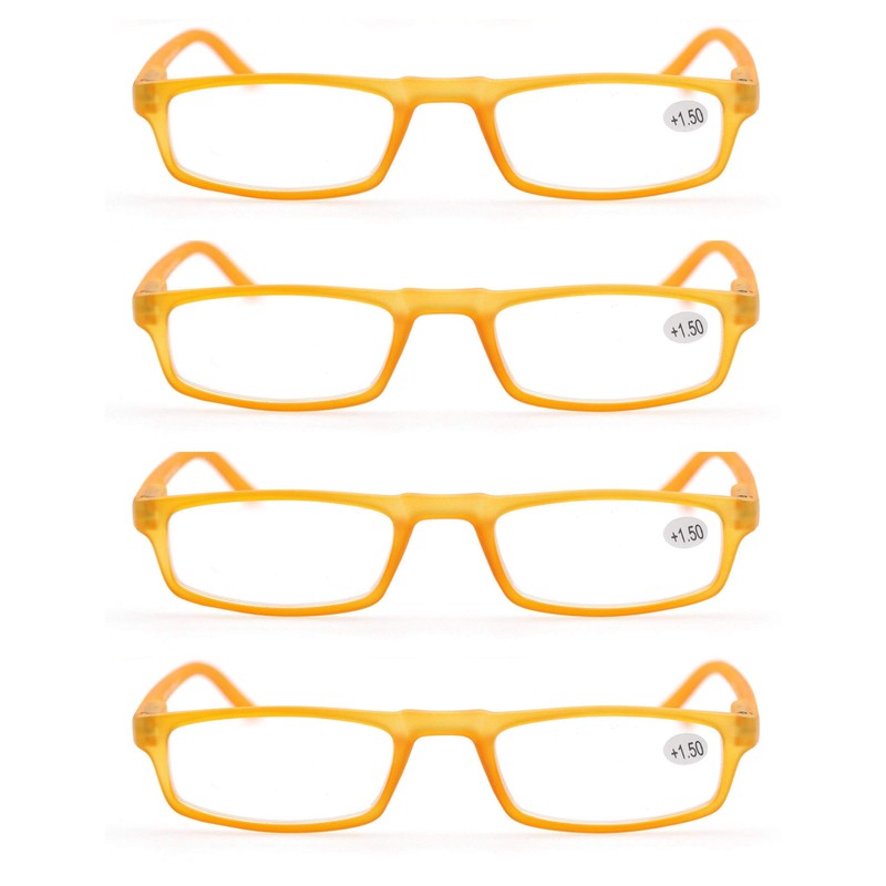 MODFANS Reading Glasses Yellow +2.25-4 Pairs Fashion Readers Narrow Frame