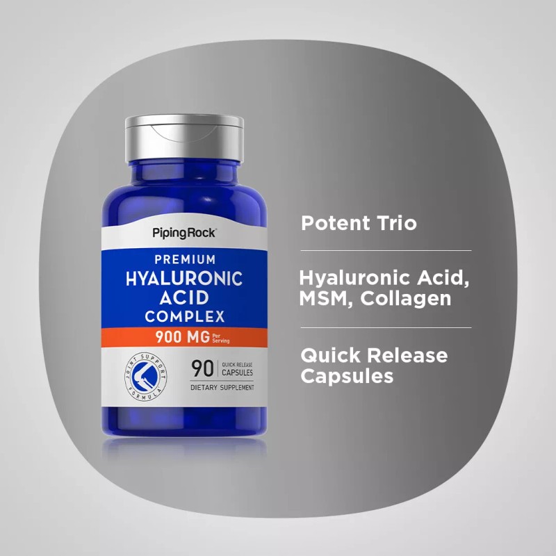 Piping Rock Hyaluronic Acid Capsules | 900mg | 90 Count