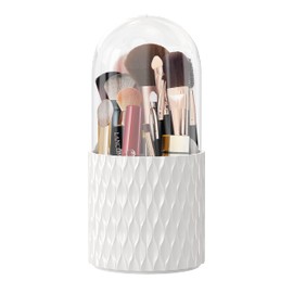Makeup Brush Holder, [2023 Newest] [Dustproof & Waterproof] 360 Rotating Cosmetics Make up Brush Organizer Storage with Lid for Vanity and Bathroom