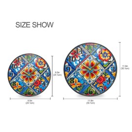 YANENDIE Mexican Ceramic Tile 1 Wall Clock - Silent Non-Ticking Round Wall Clock, Battery Operated Modern Creative Clocks for Living Room Kitchen Home Office 12 Inch