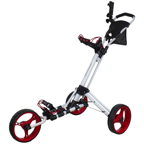 Northlight 48" White and Red Easy Folding 3 Wheel Golf