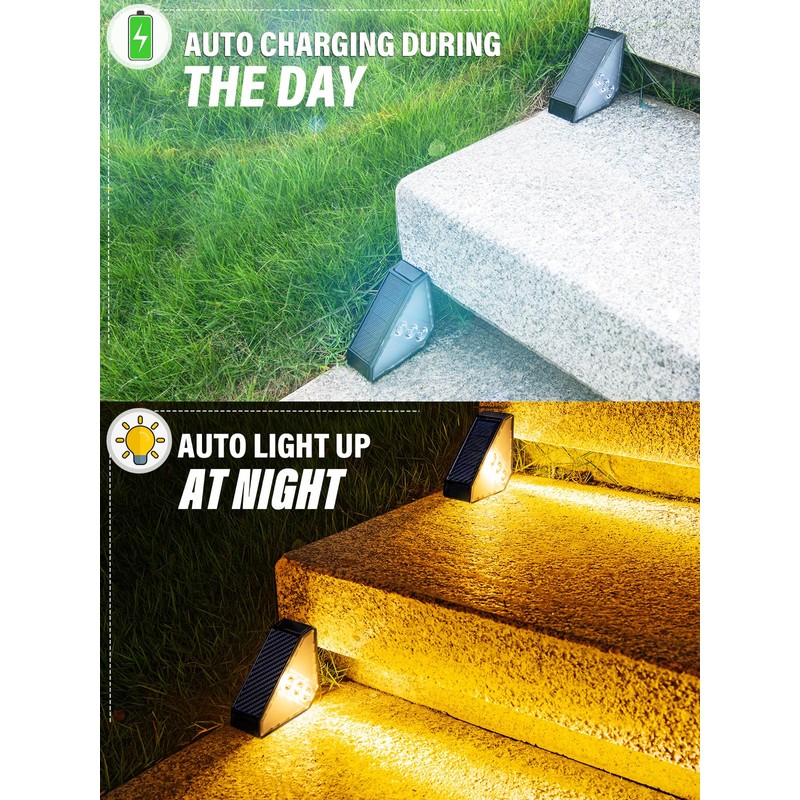ROSHWEY Solar Stair Lights Outdoor Waterproof, 16 Pack Solar Step