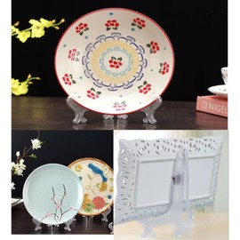7" Set Plastic Easels Plate Display Stands Picture Frame Stand Holder,Transparent Plastic Stand Cookie Holder Display Stand Place Card Holder Display Easels at Weddings, Birthday Party (10pcs )