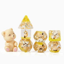 Cat Dice Dice DND, DNDND 7PCS Resin D&D Dice with Velvet Bag for Dungeons and Dragons Role Playing Games and Tabletop Games（Cat