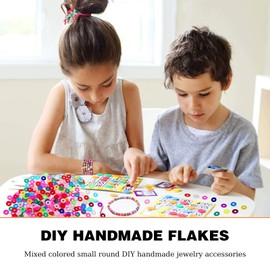 Flat Beads Colourful Clay Beads for Threading Jewellery Making Set for Necklaces, Bracelets, Earrings, Jewellery Making DIY Adults Children (10 Pieces, Approximately 320 to 350 Pieces per Piece)