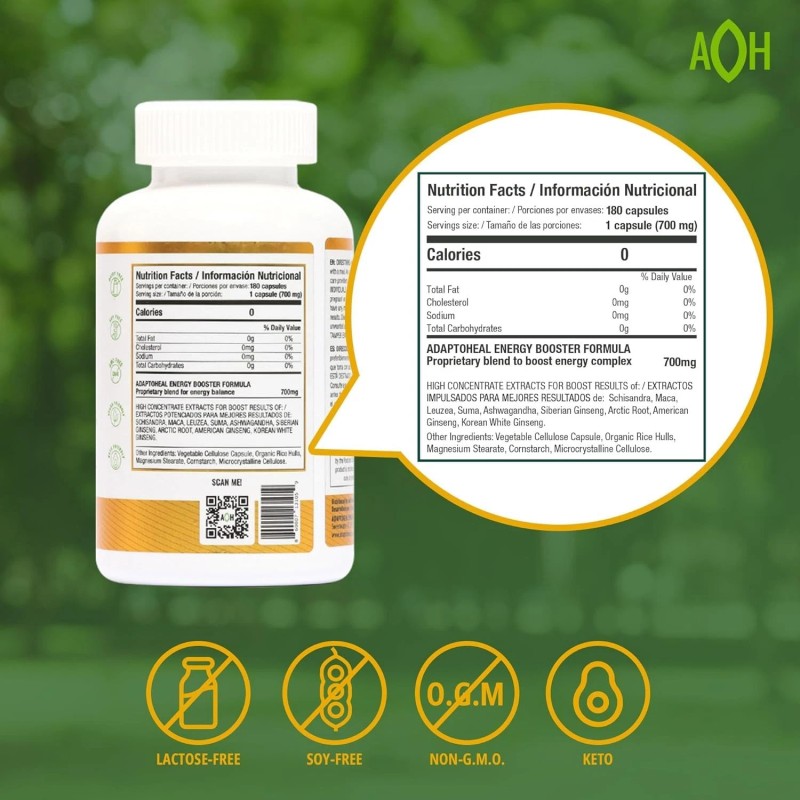 ADAPTOHEAL Energy Supplement Caffeine Free - Adaptogen Blend with Ashwagandha,