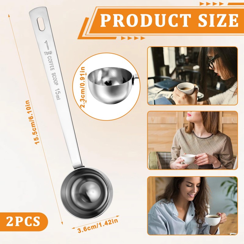 Nogeqi 2 Pack Small Coffee Scoop for Ground Coffee, Long
