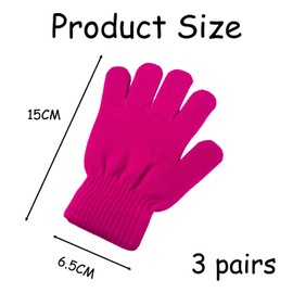 3 Pairs Kid's Winter Magic Gloves, Soft Children's Winter Knitted Stretchy Gloves Unisex Knit Full Finger Gloves Warm Kids Magic Gloves for 3~8 Years Old Kids Daily Wear Winter (B)