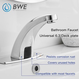 BWE Faucet Cover Sink Hole Deck plate 6 Inch For 1-3 Hole Chrome Bathroom Sink Faucet Escutcheon Plate Stainless Steel Vessel Vanity Basin Outside Cover Cap Oval