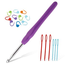 ENCHOL 5 mm Crochet Hook, Soft Handle Aluminum Crochet Hook, Ergonomic Knitting Crochet Needle for Beginners Handmade DIY Knitting Crochet