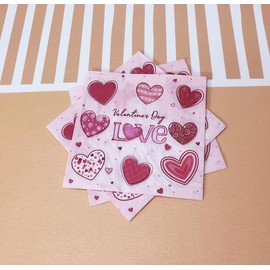 40 Pcs Valentine's Day Paper Napkins Pink Heart Disposable Napkins Cocktail Engagement Napkins Dinner Lunch Love Heart Napkins for Valentine Wedding Anniversary Party Supplies 6.5"