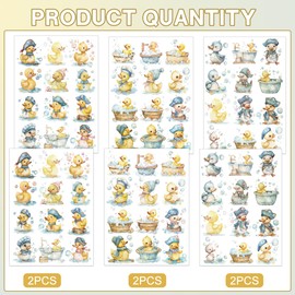Rubber Duck Temporary Tattoos Stickers - 6 Sheets 72 Pcs Duck Birthday Party Favors Decorations Supplies Cute Yellow Ducky Fake Tattoo for Kids Girls Boys Classroom School Prizes Goodies Bags