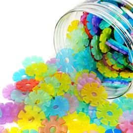 Smart-Planet 400 Glitter Flowers in Tin - Snowflakes for Inserting 3.3 cm Children's Montessori Toy Learning Toy Building Blocks Pegging Blocks from 3 Years