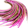 50 Natural & Hot Pink Color Hair Feathers - 9”-
