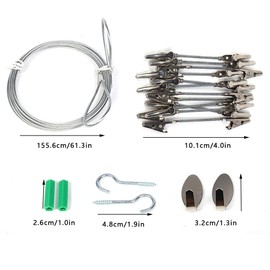 Exhibición de Fotos para Colgar en la Pared, Alambre de Cadena de Marco de Fotos de Acero con 12 Clips para Colgar Fotos, Notas y Obras de Arte