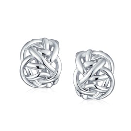 Fashion Open Criss Cross Celtic Love Knot Weave Half Hoop Clip On Earrings For Women Non Pierced Ears Silver Plated