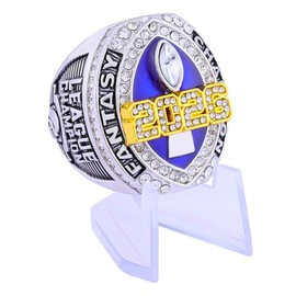 guancrown 2026 Fantasy Football Championship Ring Trophy Award Prize Trophy Sports Winner MVP FFL Ring (Ring and Stand, Size 10)
