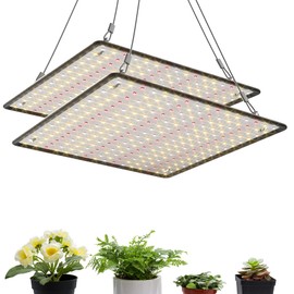 Uallhome 2 Pack LED Grow Light Panel 200W Lamp for Indoor Plants, Sun Like with White Blue Red UV IR LEDs for 4x4ft Coverage Grow Tent Greenhouse Veg and Bloom Seedlings Hydroponics