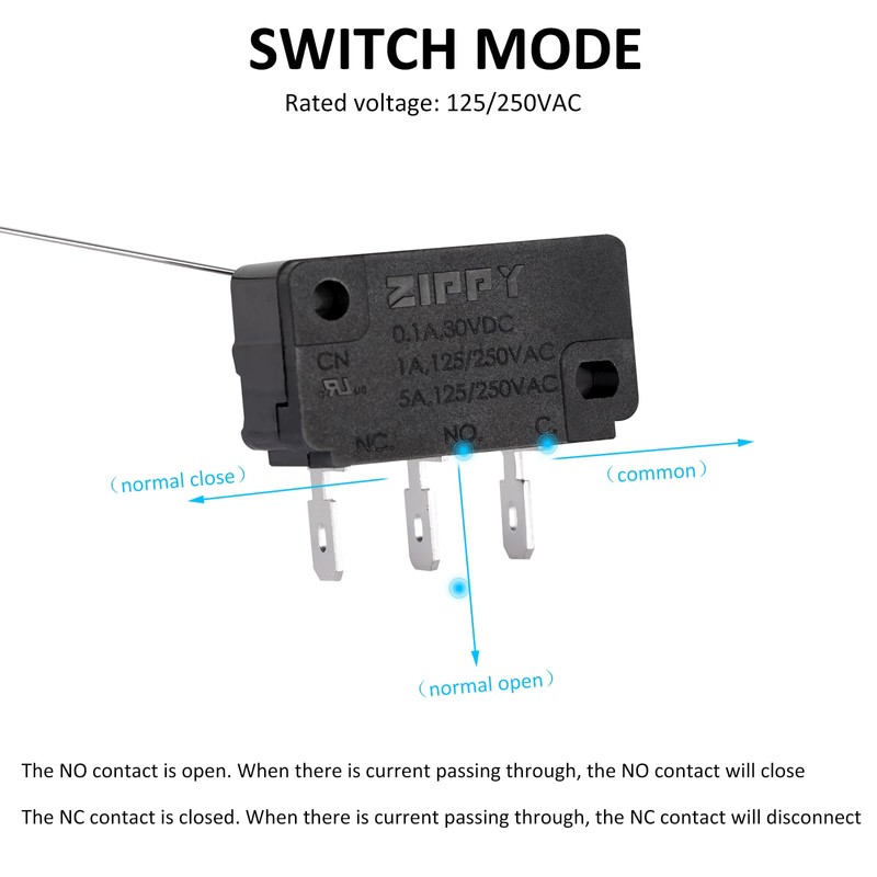 Coin Switch Wire Switch 5A 125/250V AC 3 Foot 0.1A