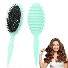 Tofitter Curl Hair Brush – Anti-Static Detangling Comb for Wet & Dry Hair, Reduces Tangles & Hair Pulling, Ergonomic Handle, Suitable for All Hair Types（Green)