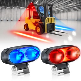 eTzone Dual-Color Forklift Safety Light – 20W Red and Blue LED Side Warning Lights with Adjustable Mounting Bracket for Pedestrian Safety in Warehouses and Industrial Environments,DC 12-110V
