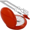 Red Smooth Cover Quartz Pocket Watch, Fashionable Roman Digital White