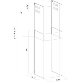 Winflo Stainless Steel Chimney Extension (up to 11ft. Ceiling) for Winflo Convertible Wall Mount W101xxx Series Range Hoods (upper and lower piece set)
