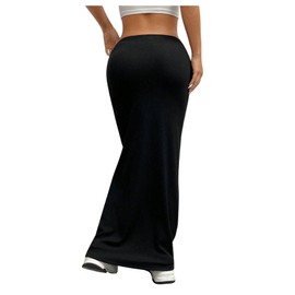 GORGLITTER Women's Maxi Skirt Rockabilly Vintage Long Skirts Tight Casual Skirt High Waist Party Skirt, black