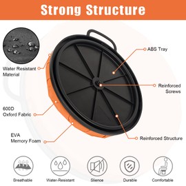 Foxtune 360-Degree Swivel Bucket Seat, 5 Gallon Bucket Lid, Spin Bucket Seat Cushion, Silent, Comfortable, Water-Resistant, for Fishing, Gardening, Hunting and Camping (Orange)