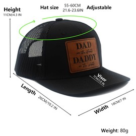 Daddy to Be Dad in The Street Daddy in The Sheets Hat Daddy Leather Patch Baseball Cap Gifts for Him Father's Day Birthday (Black Black)