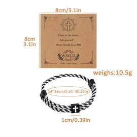 Jmckeweii WWJD Bracelets 4Pcs, Braided Cross Bracelet Adjustable Rope Jesus Bracelet Christian Religious Gift for Men Women WWJD Wristband Metal Knot Easter Gift 4 Color