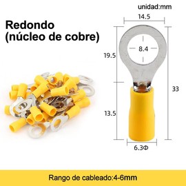SLNXA 200 Pzs Terminales Electricas Ojillos Kit Terminales de Anillo Aislados Calibre 12-10 Awg Conector de Cable Aislado Surtido Cobre Eléctrico Conector