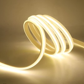 XUNATA COB LED Strip,AC 110V 288LEDs/m Super Bright Natural White 4500K COB LED Rope Light,Flexible Outdoor Waterproof IP65 FOB Tape Strip Light with US Plug for Party Stage Living Room Decor(10m/32.8ft)