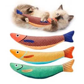 Cat Toys Saury Fish, 3-Pack Catnip Crinkle Sound Toys Soft and Durable, Interactive Cat Kicker Toys for Indoor Kitten Exercise, 24 cm for All Breeds