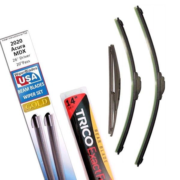 Beam Blade Wipers Replacement Set for 2020 Acura MDX w/Rear