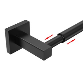 MIROAMZ Towel Bar, Adjustable 12.7inch to 23.2inch Wall Mounted Towel Rack for Bathroom, Kitchen, SUS 304 Stainless Steel Towel Rod with Square Base (Matte Black)