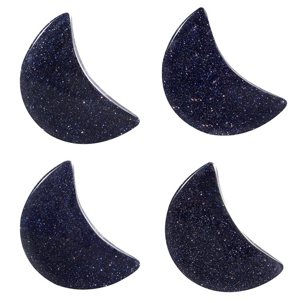 Nupuyai Pack of 4 Healing Stones Moon-Shaped Worry Stone Crystal Lucky Charm Pocket Stone for Reiki Meditation, Home Decoration and Jewellery Making, Blue Sandstone