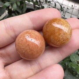 Ladeukoi 5 Stück 20mm Runde Stein Ball Set für Wohndekoration, Kristall Polierte Heilung Edelstein Fengshui Mineral Schmuck Herstellung, Gelb Jade