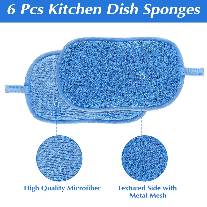 Amaxiu 6 Pack Multipurpose Dish Scrubber Sponges, Non Scratch Sponge