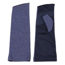 GlovesDEPO Women's Arm Cover, Cooling Sensation, Border Pattern, Short, Fingerless, navy