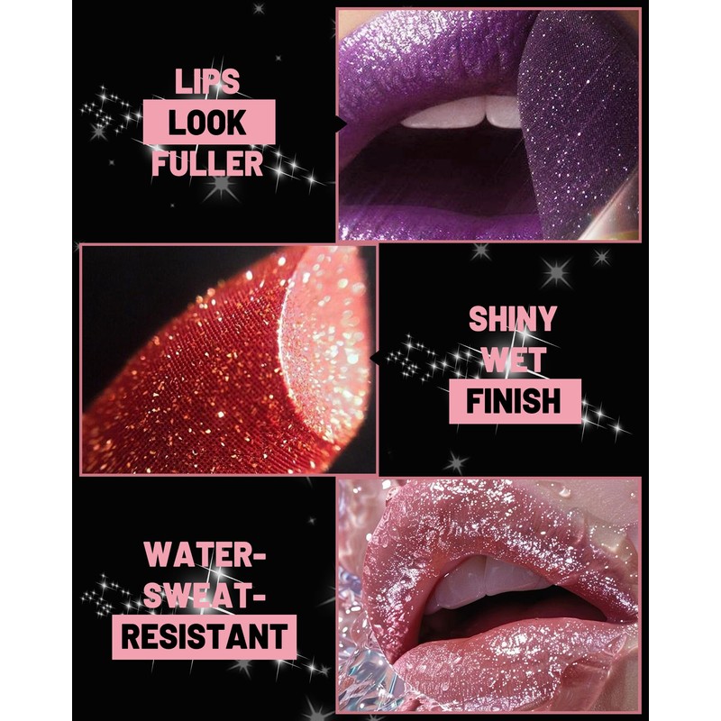 Sequin Lipstick Metallic Lipstick Shiny Long Lasting Shiny Diamond Lip