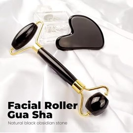 ROSELYNBOUTIQUE Herramientas Faciales Gua Sha Y Rodillo Facial para Un Cuidado Facial Natural Y Sin Arrugas, Rodillo de Jade Gua Sha para Masaje
