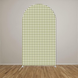 HISDH Silly Goose Arch Backdrop Cover Plaids Gingham Stretchy Spandex Arch Stand Cover for Girl Boy 1st Birthday Party Easter Baby Shower Decoration (6FT,Green)