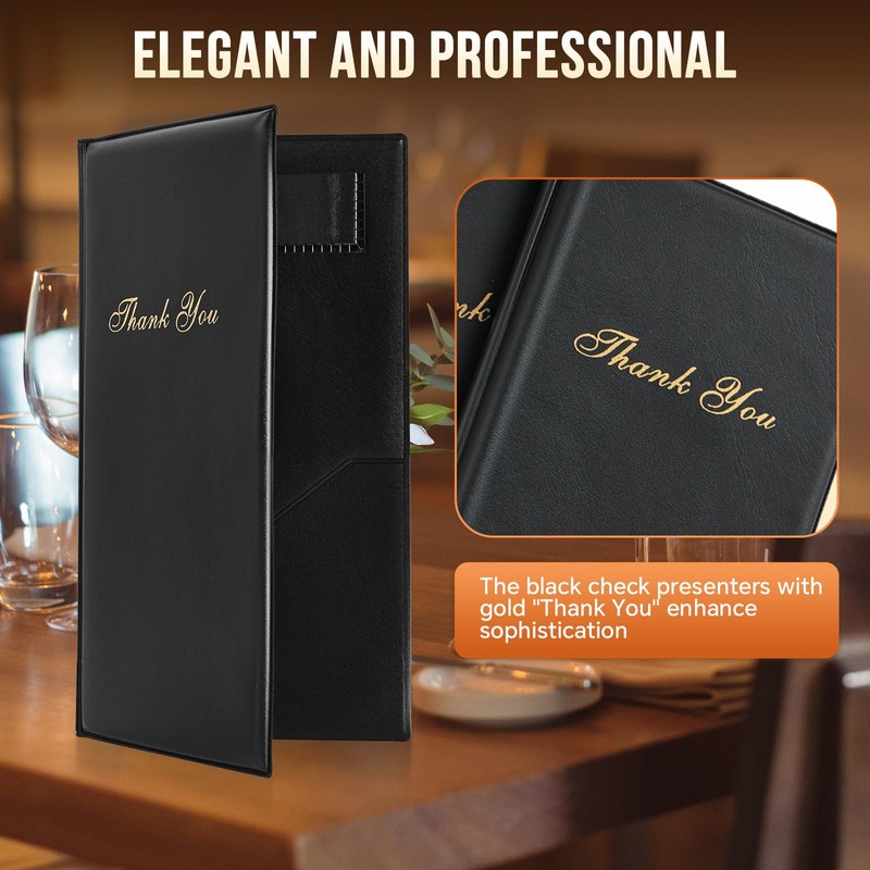 MYFULLY 8-Pack Check Presenters 9"x5" PVC Bill Book for Restaurant