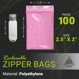APQ Plastic Reclosable Zipper Bags, 2.5 x 3 Inch. Pack of 100 Anti Static Poly Bag. Plastic Jewelry Bags. Anti Static Bag Resealable. Resealable Plastic Bags. Jewelry Poly Bags Reclosable