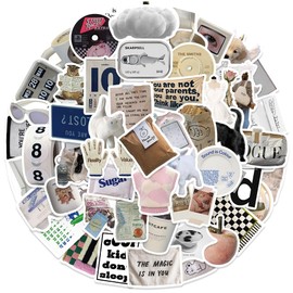 ZJSXINDI Stickers Aesthetic Waterproof Laptop Stickers Decals 57 Pcs for Water Bottle Laptop Computer Skateboard Bumper,Aesthetic Vsco Vinyl Stickers for Kids Teens Girls (Khaki)