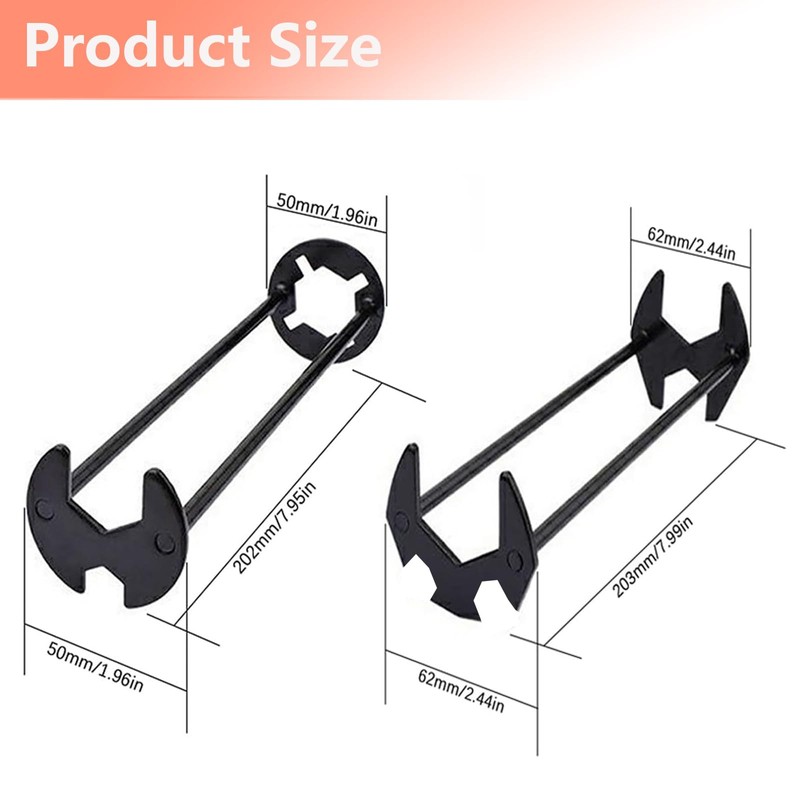 2 Pcs Four-jaw Hex Wrench, Basin Wrench Set,Tight Spaces Maintenance