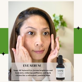 Sapo All Natural Eye Serum - Depuffing & Brightening Under Eyes Gel with Peptides, Hyaluronic Acid, Bergamot, Chamomile & Citrus Oil - Smooth Texture & Fine Line Reducer for Dark Puffy Circles - 1 oz
